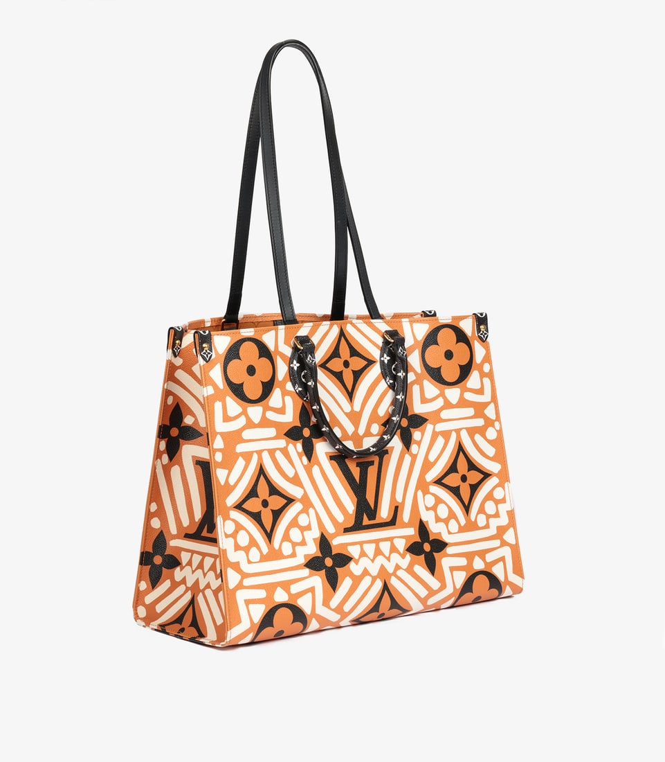 Louis Vuitton Orange, White & Black Giant Crafty Monogram Coated Canvas Onthego GM - 3