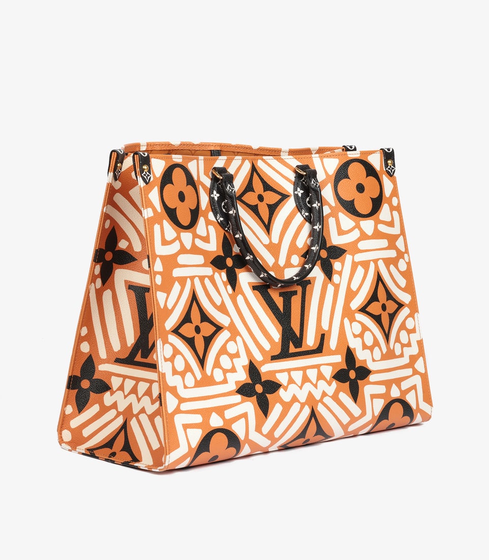 Louis Vuitton Orange, White & Black Giant Crafty Monogram Coated Canvas Onthego GM - 4