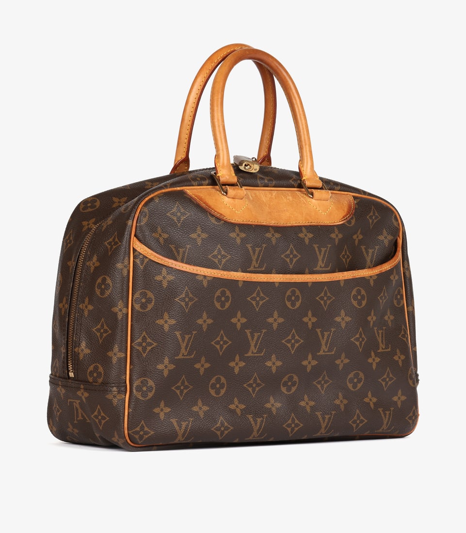 Louis Vuitton Brown Monogram Coated Canvas & Vachetta Leather Vintage Deauville - 3