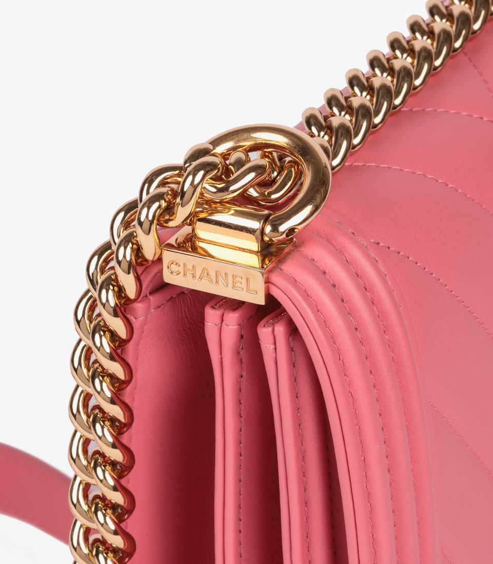 Chanel Pink Chevron Quilted Lambskin North-South Le Boy Bag - 8