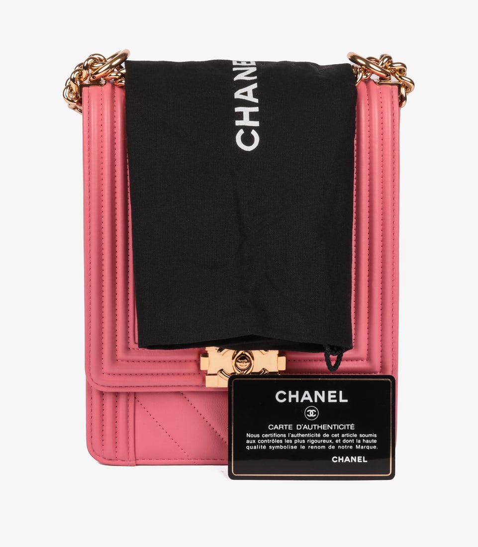 Chanel Pink Chevron Quilted Lambskin North-South Le Boy Bag - 12