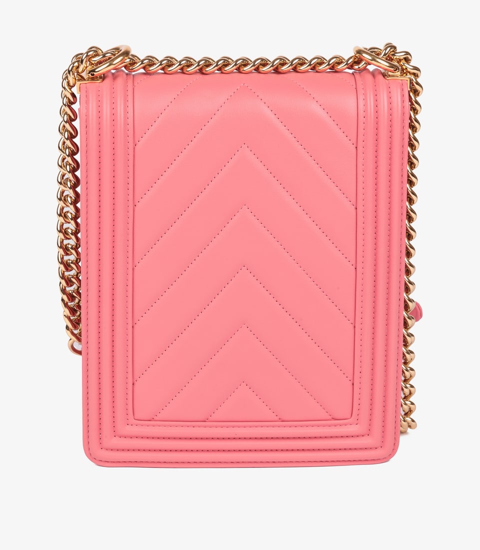 Chanel Pink Chevron Quilted Lambskin North-South Le Boy Bag - 5