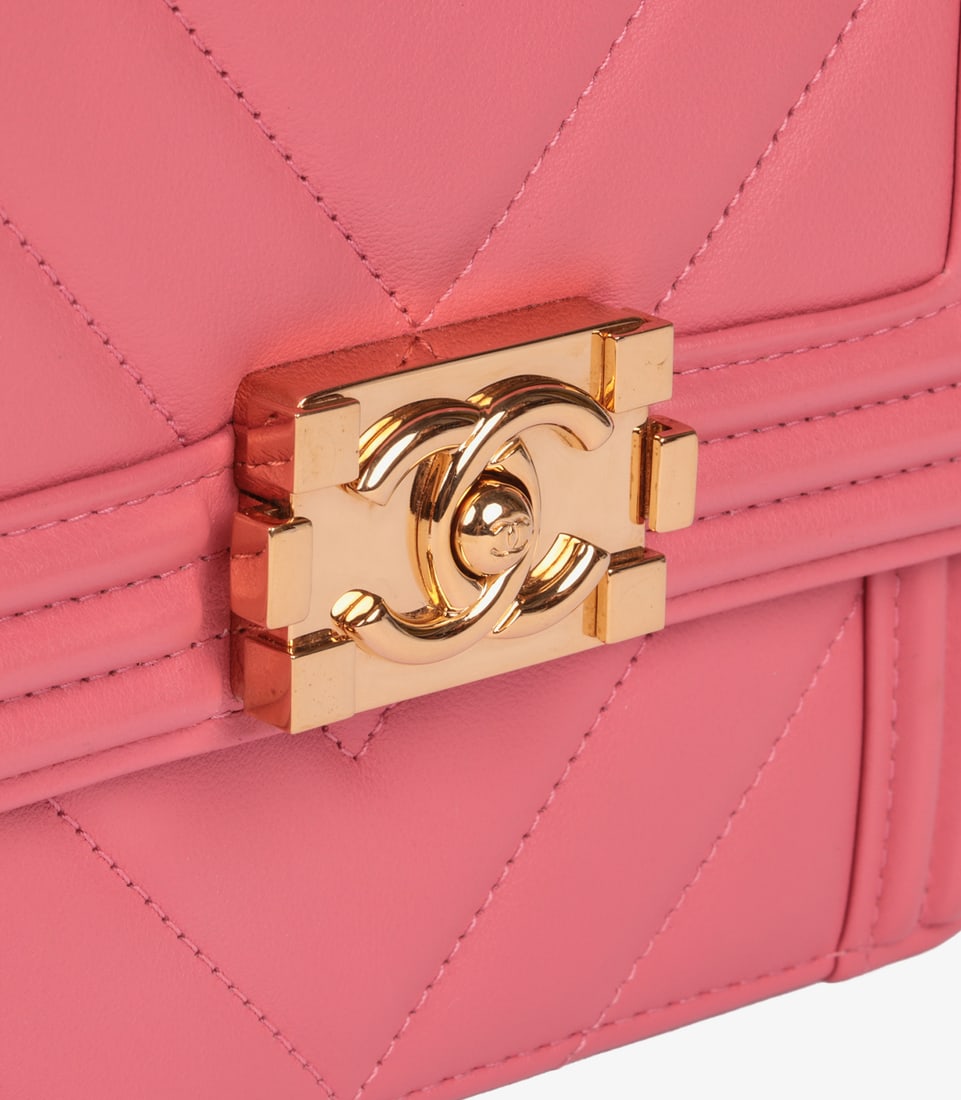 Chanel Pink Chevron Quilted Lambskin North-South Le Boy Bag - 7