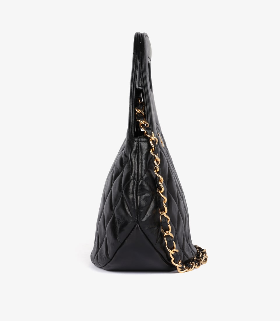 Chanel Black Quilted Lambskin Leather Vintage Large Classic Round Shoulder Tote Bag - 4