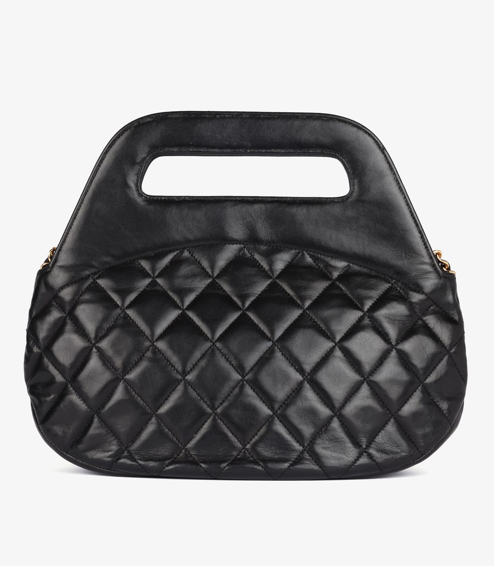 Chanel Black Quilted Lambskin Leather Vintage Large Classic Round Shoulder Tote Bag - 6
