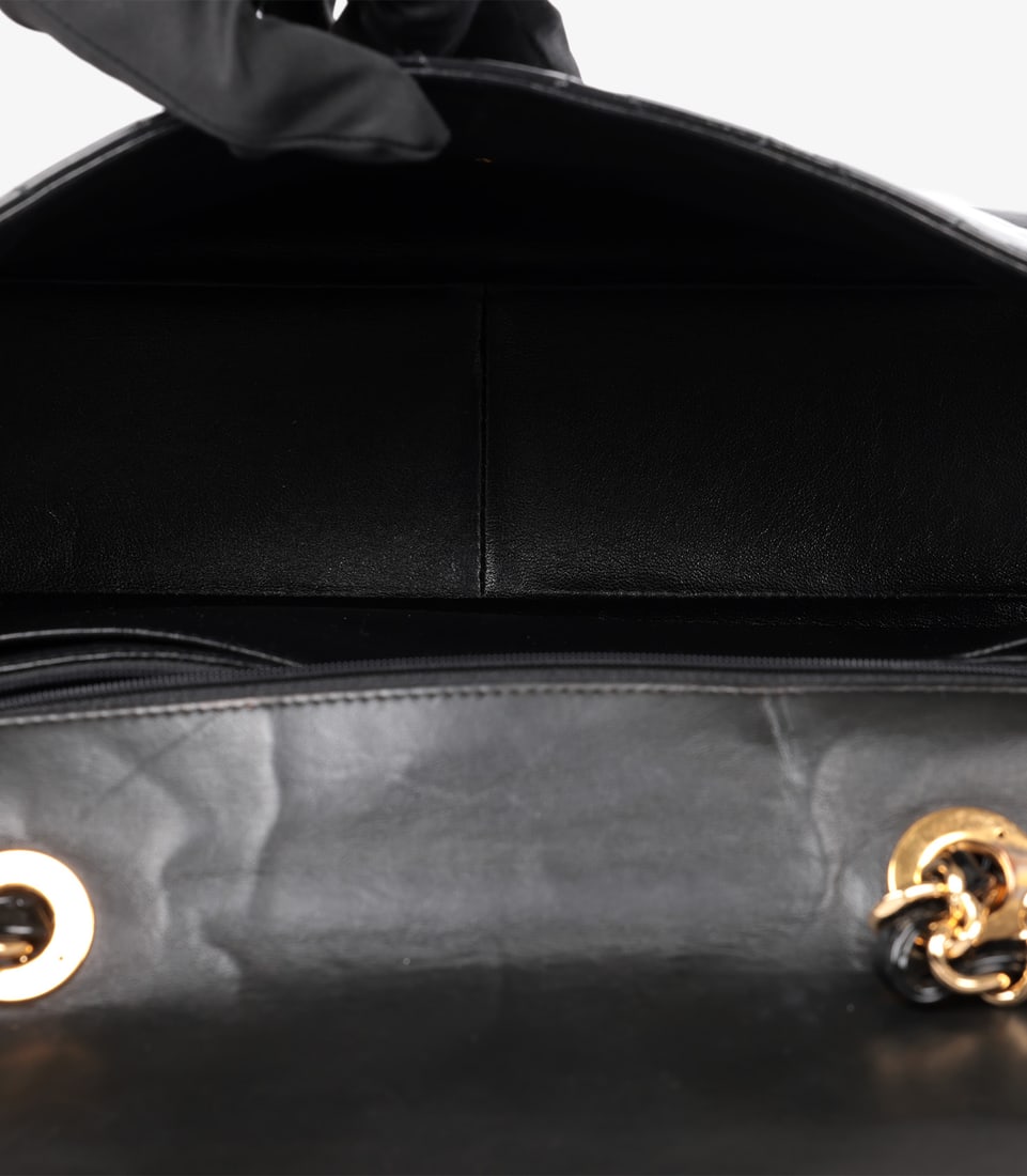 Chanel Black Quilted Patent Leather Vintage Jumbo XL Classic Single Flap Bag - 20