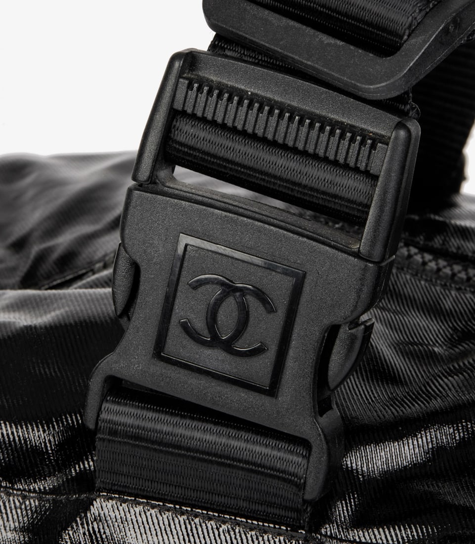 Chanel Black Vinyl & Mesh Sports Line Duffle Bag - 9