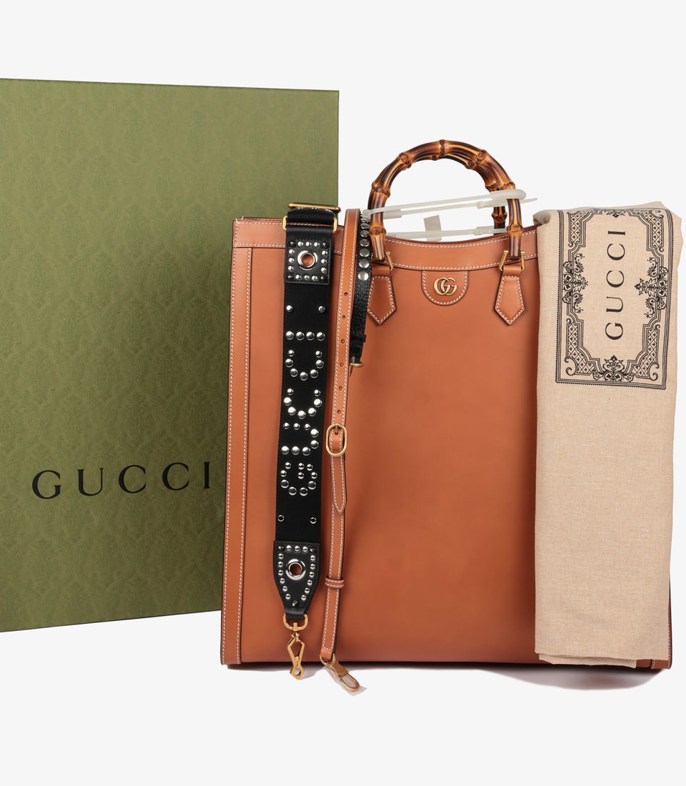 Gucci Brown Calfskin Leather Maxi Diana - 12