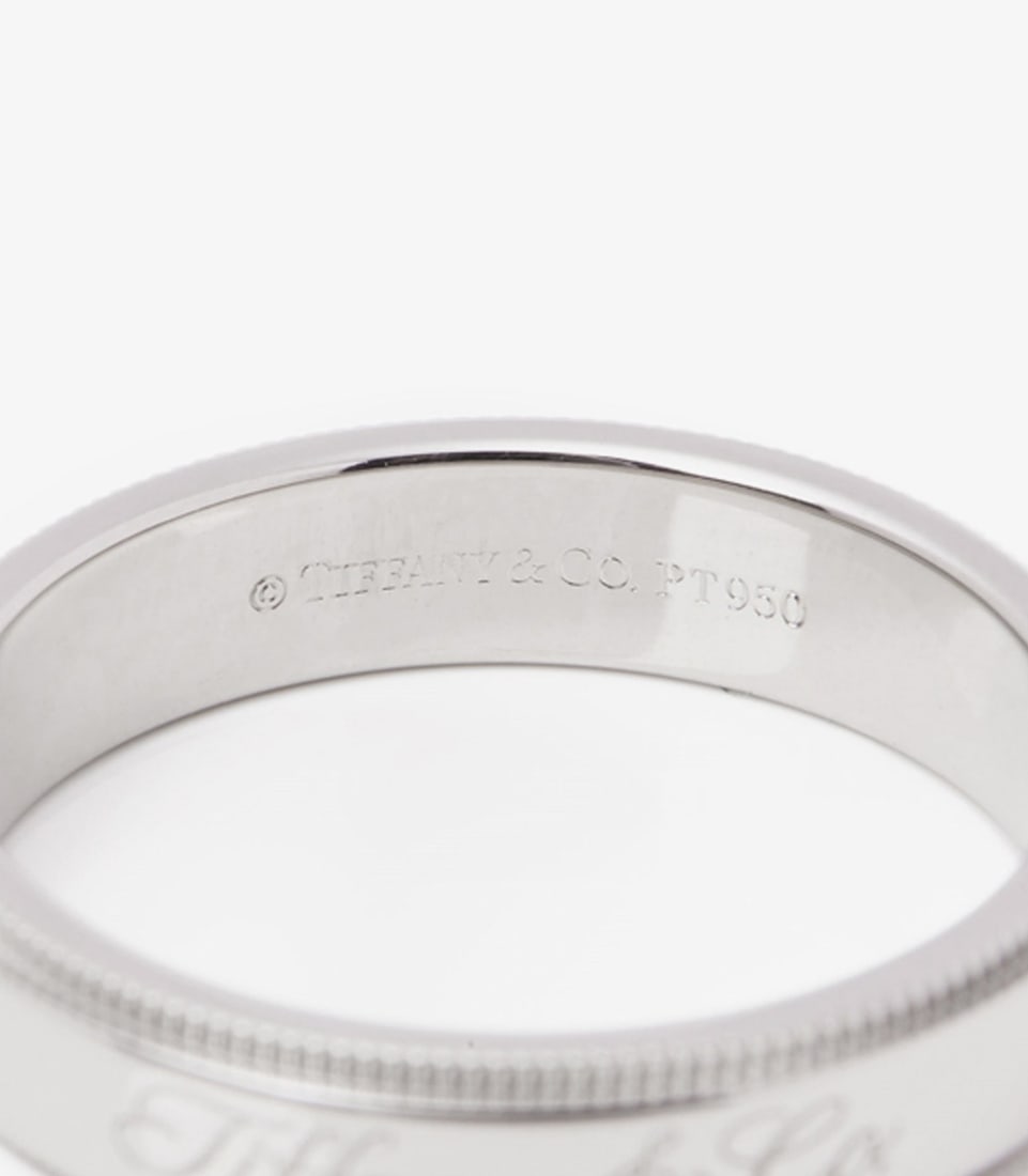 Tiffany & Co. Milgrain Platinum Band Ring - 5