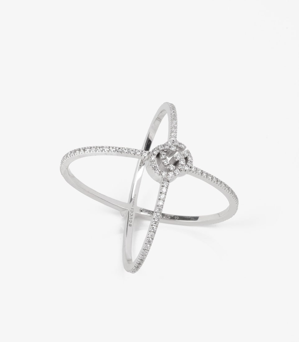 Gucci Diamond Set 18ct White Gold GG Running Ring - 3