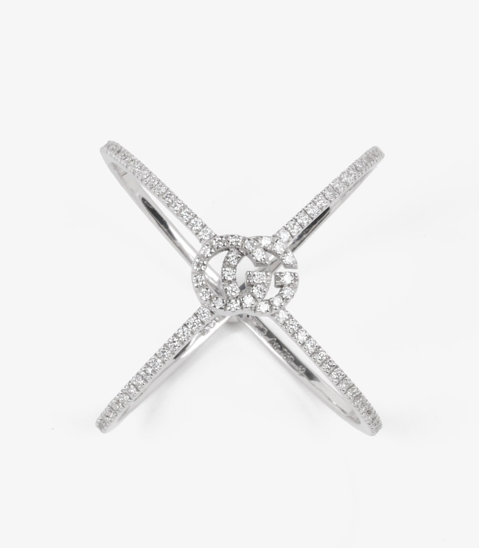 Gucci Diamond Set 18ct White Gold GG Running Ring - 4