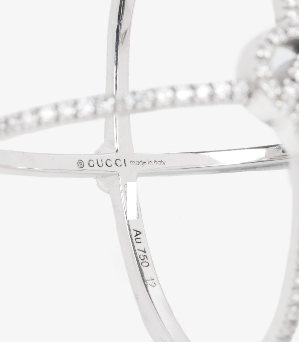 Gucci Diamond Set 18ct White Gold GG Running Ring - 5