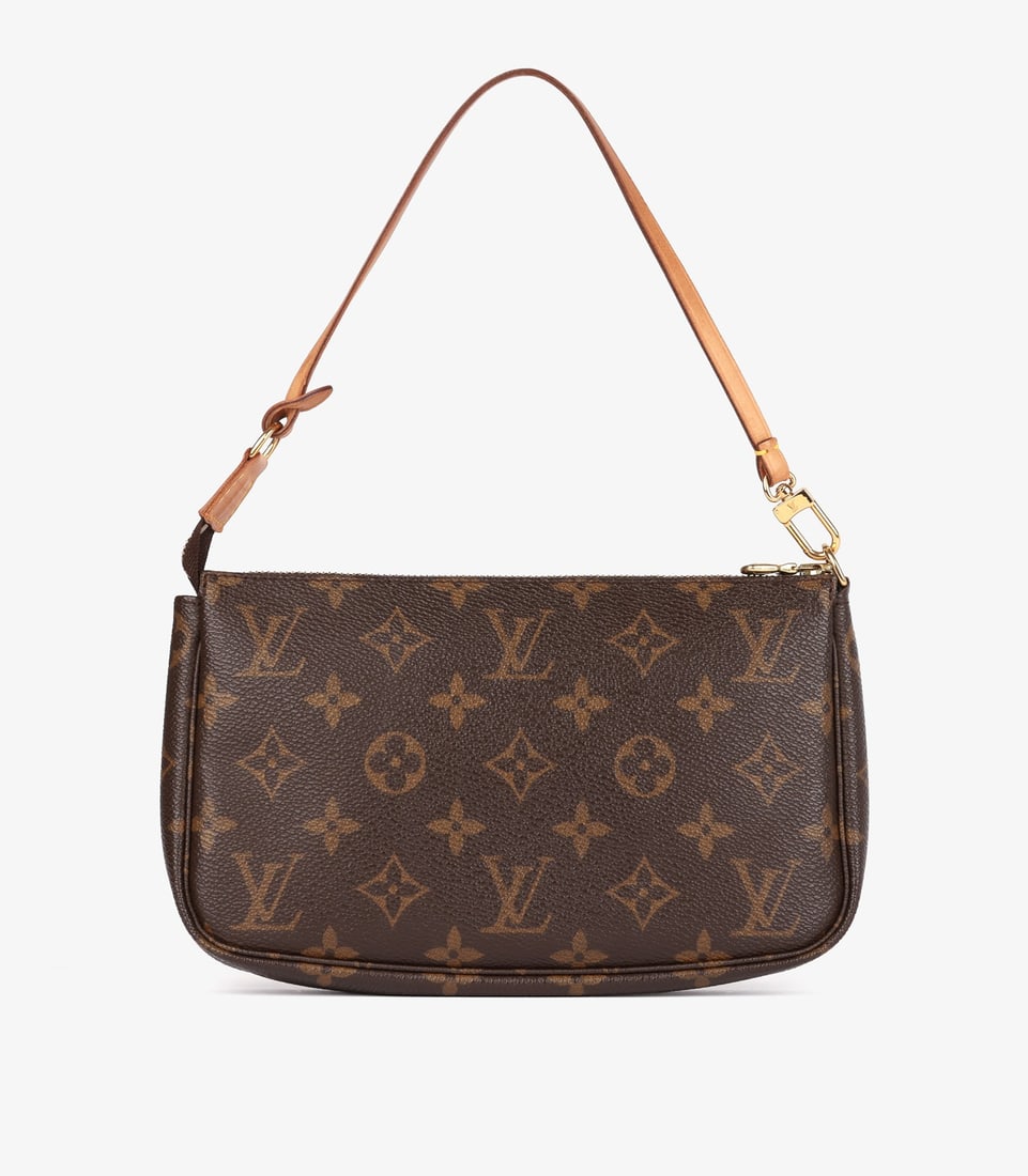 Louis Vuitton Brown Monogram Coated Canvas & Vachetta Leather Vintage Pochette Accessoires: Title: Louis Vuitton Brown Monogram Coated Canvas & Vachetta Leather Vintage Pochette Accessoires Description: Louis Vuitton Brown Monogram Coated Canvas & Vachetta Leather Vintage Pochette
