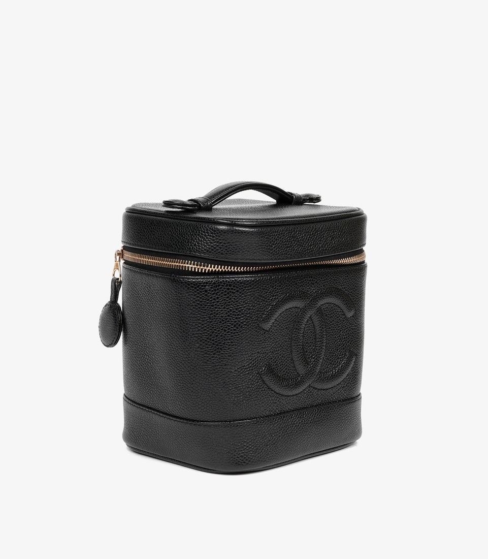 Chanel Black Caviar Leather Vintage Timeless Vanity Case - 2