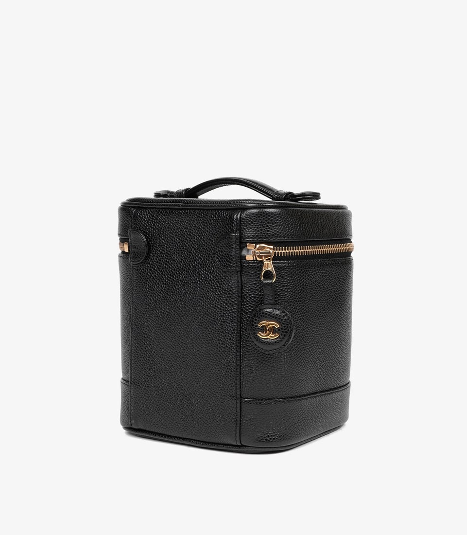 Chanel Black Caviar Leather Vintage Timeless Vanity Case - 3