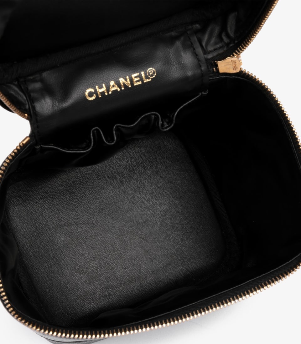 Chanel Black Caviar Leather Vintage Timeless Vanity Case - 5