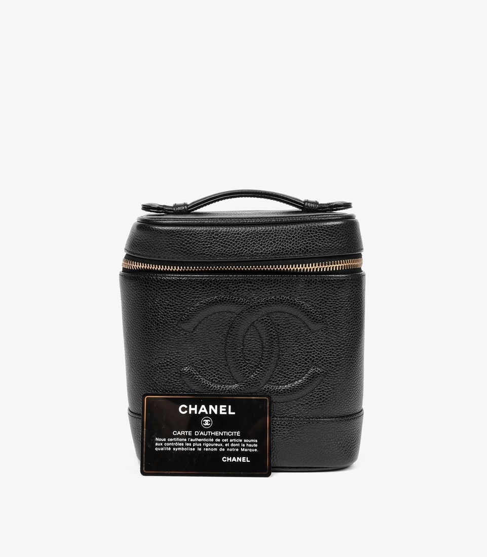 Chanel Black Caviar Leather Vintage Timeless Vanity Case - 6