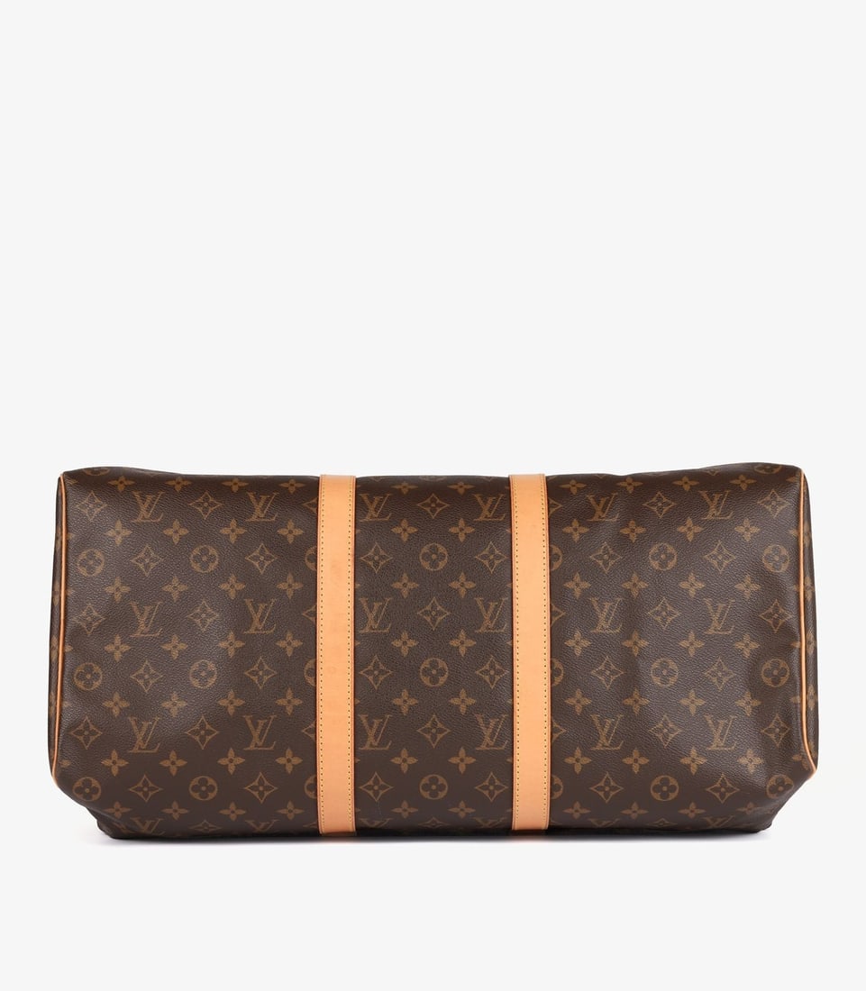 Louis Vuitton Brown Monogram Coated Canvas & Vachetta Leather Vintage Keepall 50 - 4