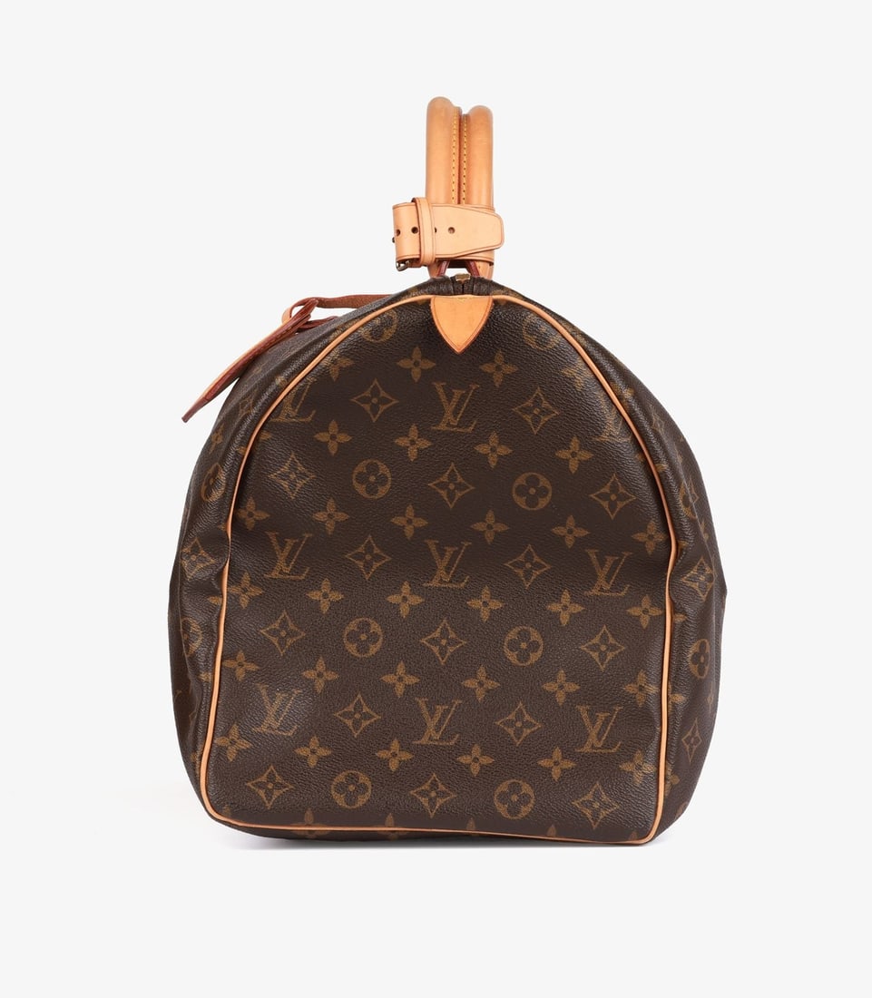 Louis Vuitton Brown Monogram Coated Canvas & Vachetta Leather Vintage Keepall 50 - 6