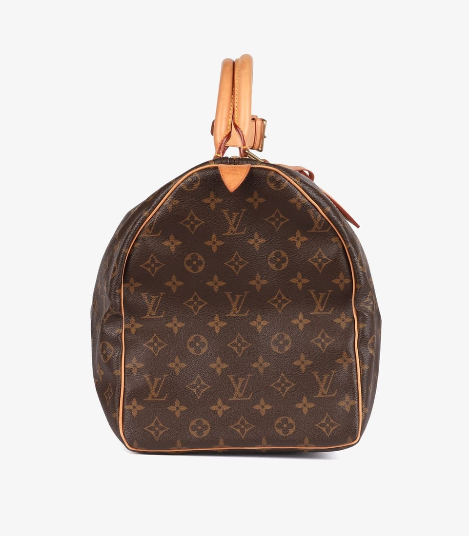 Louis Vuitton Brown Monogram Coated Canvas & Vachetta Leather Vintage Keepall 50 - 7