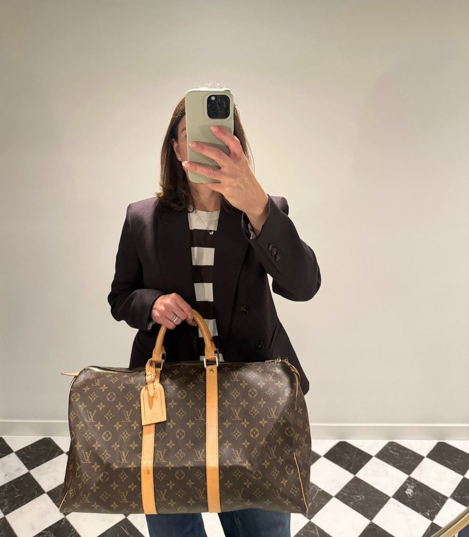 Louis Vuitton Brown Monogram Coated Canvas & Vachetta Leather Vintage Keepall 50 - 9