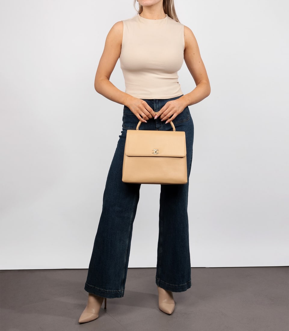 Chanel Beige Caviar Leather Vintage Classic Kelly - 2