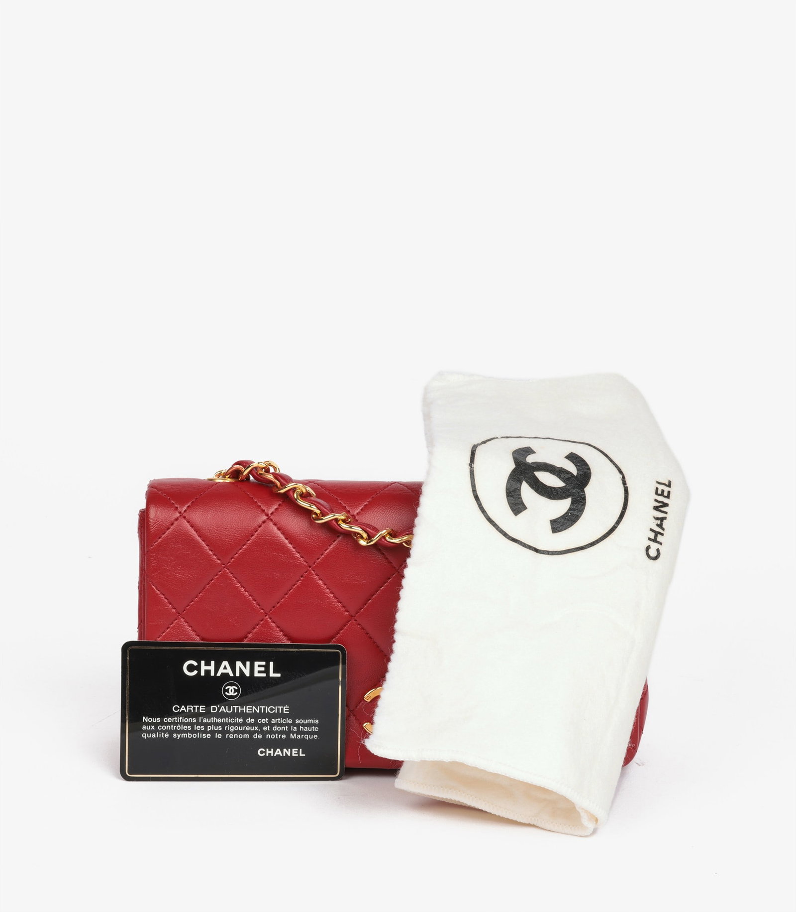 Chanel Red Quilted Lambskin Vintage Rectangular Mini Full Flap Bag - 11
