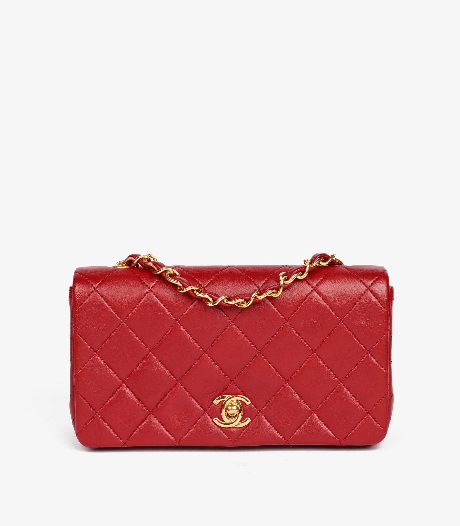 Chanel Red Quilted Lambskin Vintage Rectangular Mini Full Flap Bag: Title: Chanel Red Quilted Lambskin Vintage Rectangular Mini Full Flap Bag Description: Chanel Red Quilted Lambskin Vintage Rectangular Mini Full Flap Bag Product Details WG Ref: HB4485