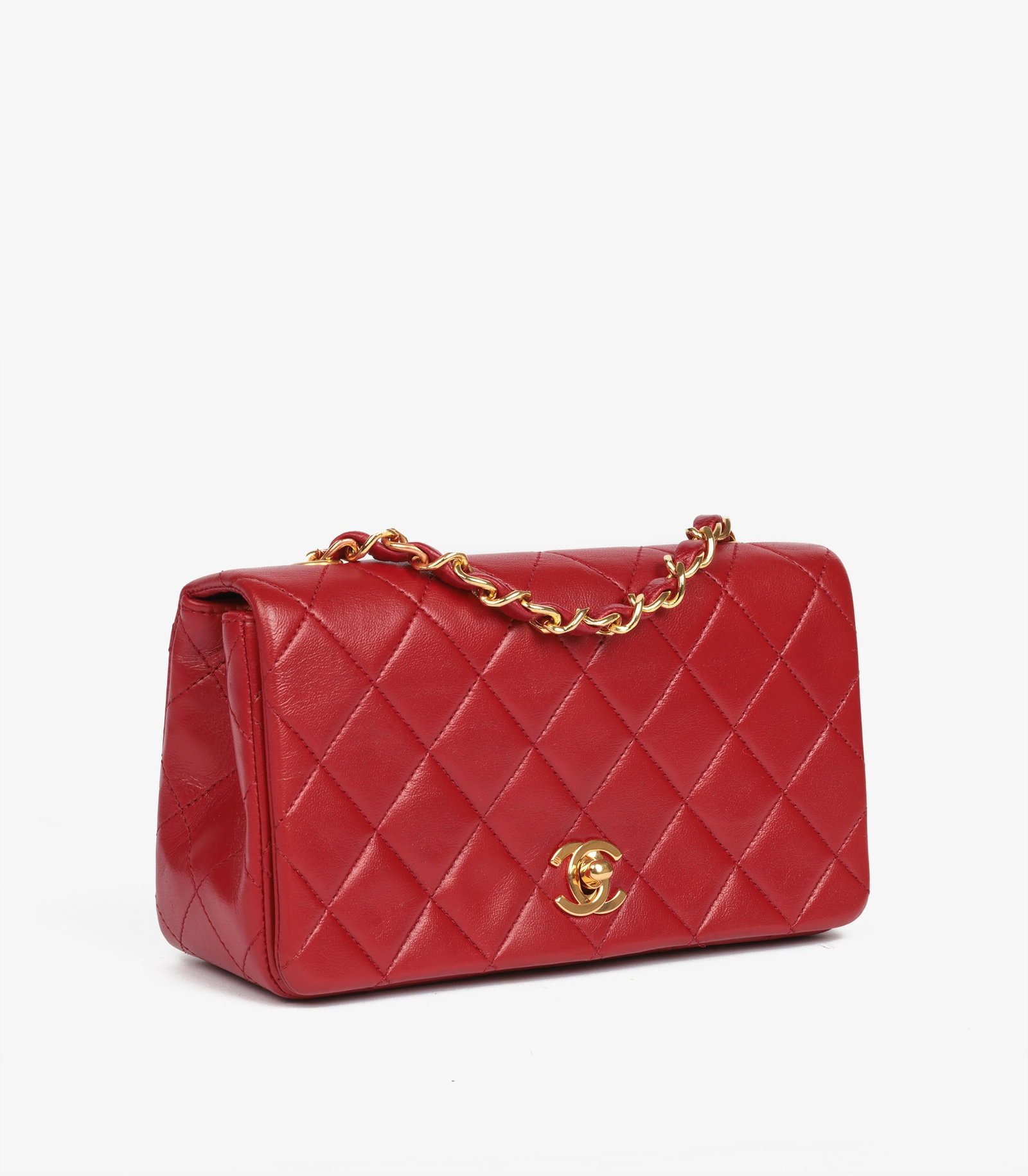Chanel Red Quilted Lambskin Vintage Rectangular Mini Full Flap Bag - 3