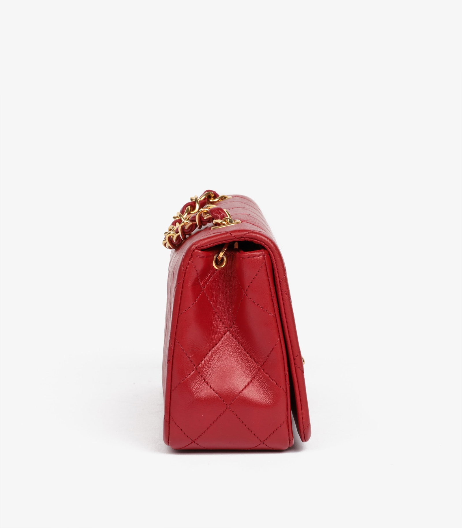 Chanel Red Quilted Lambskin Vintage Rectangular Mini Full Flap Bag - 4