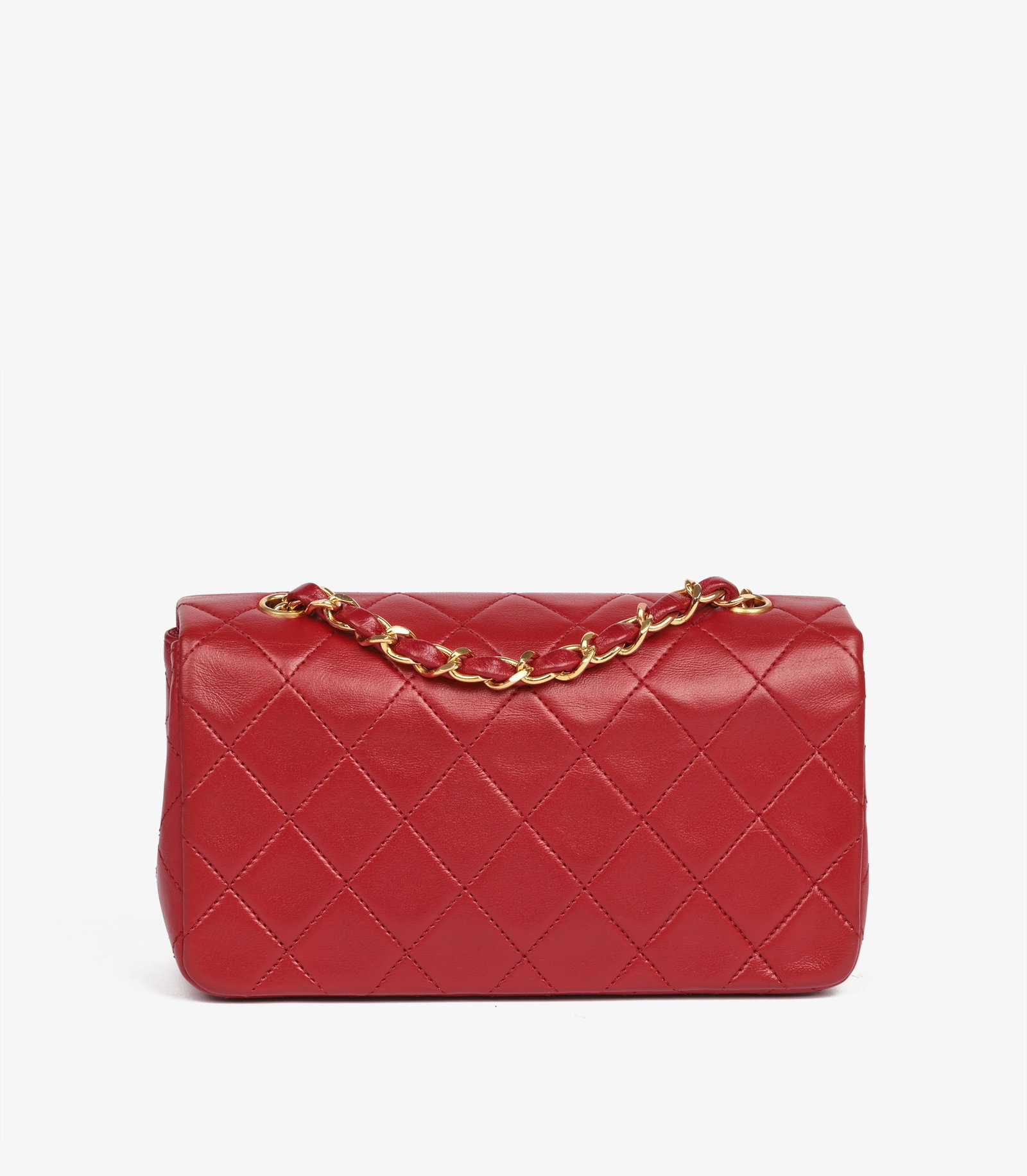 Chanel Red Quilted Lambskin Vintage Rectangular Mini Full Flap Bag - 5