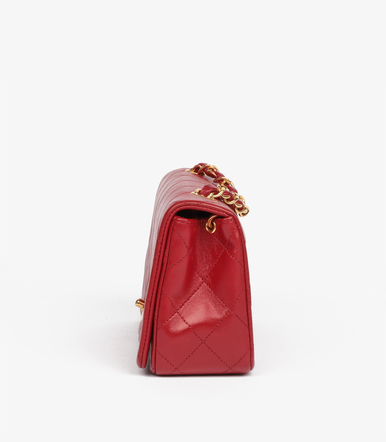 Chanel Red Quilted Lambskin Vintage Rectangular Mini Full Flap Bag - 6