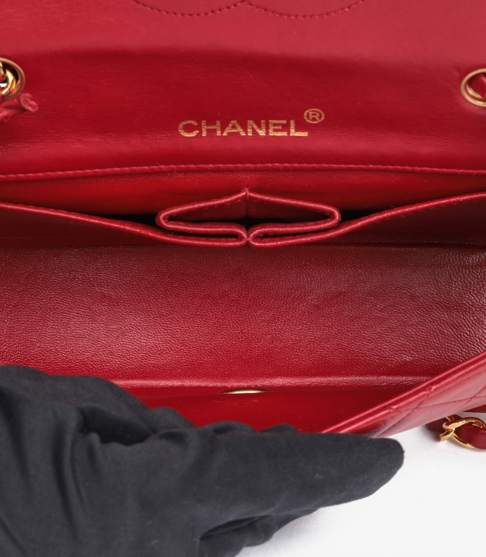 Chanel Red Quilted Lambskin Vintage Rectangular Mini Full Flap Bag - 8