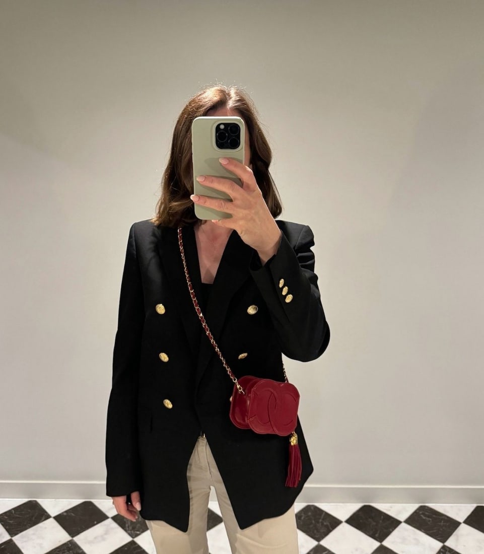 Chanel Red Lambskin Leather Vintage Micro Fringe Timeless Shoulder Bag - 2