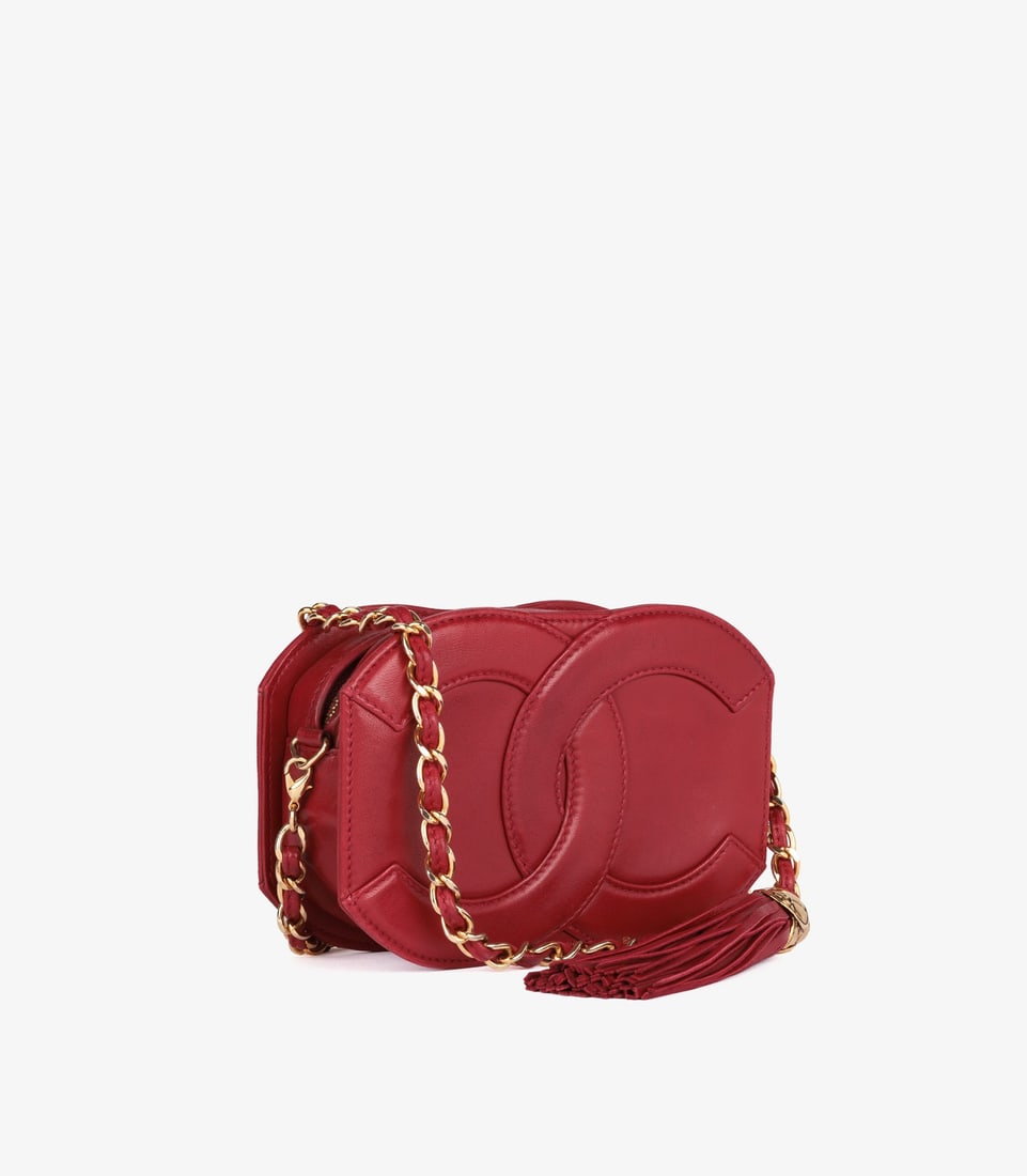Chanel Red Lambskin Leather Vintage Micro Fringe Timeless Shoulder Bag - 3