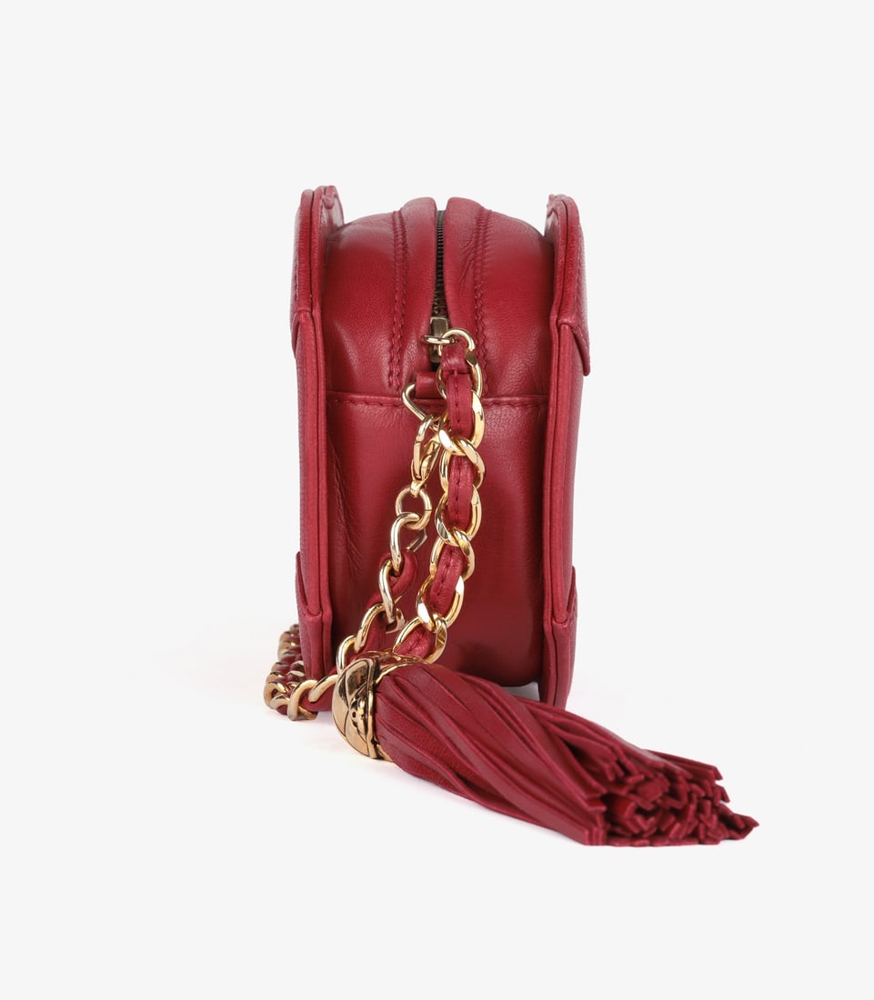 Chanel Red Lambskin Leather Vintage Micro Fringe Timeless Shoulder Bag - 5