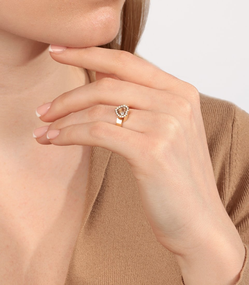 Chopard Diamond Set 18ct Yellow Gold Heart Design Happy Diamonds Ring - 2