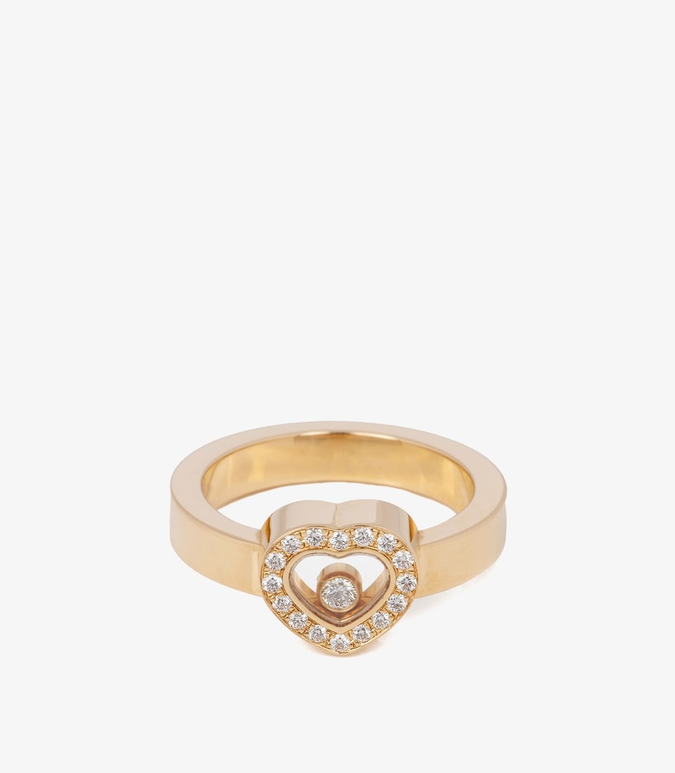 Chopard Diamond Set 18ct Yellow Gold Heart Design Happy Diamonds Ring - 7