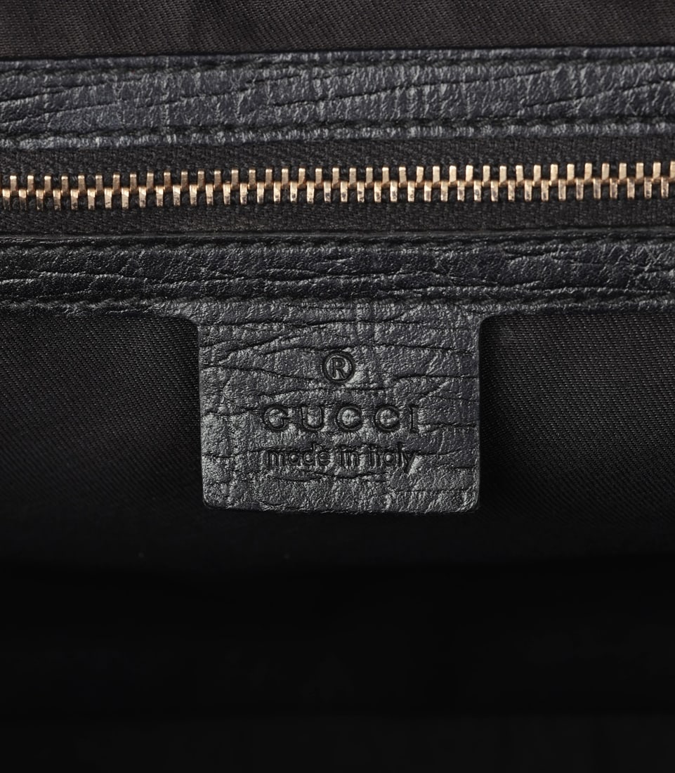 Gucci Black GG Monogram Canvas & Calfskin Leather Web Vintage Horsebit Tote - 8