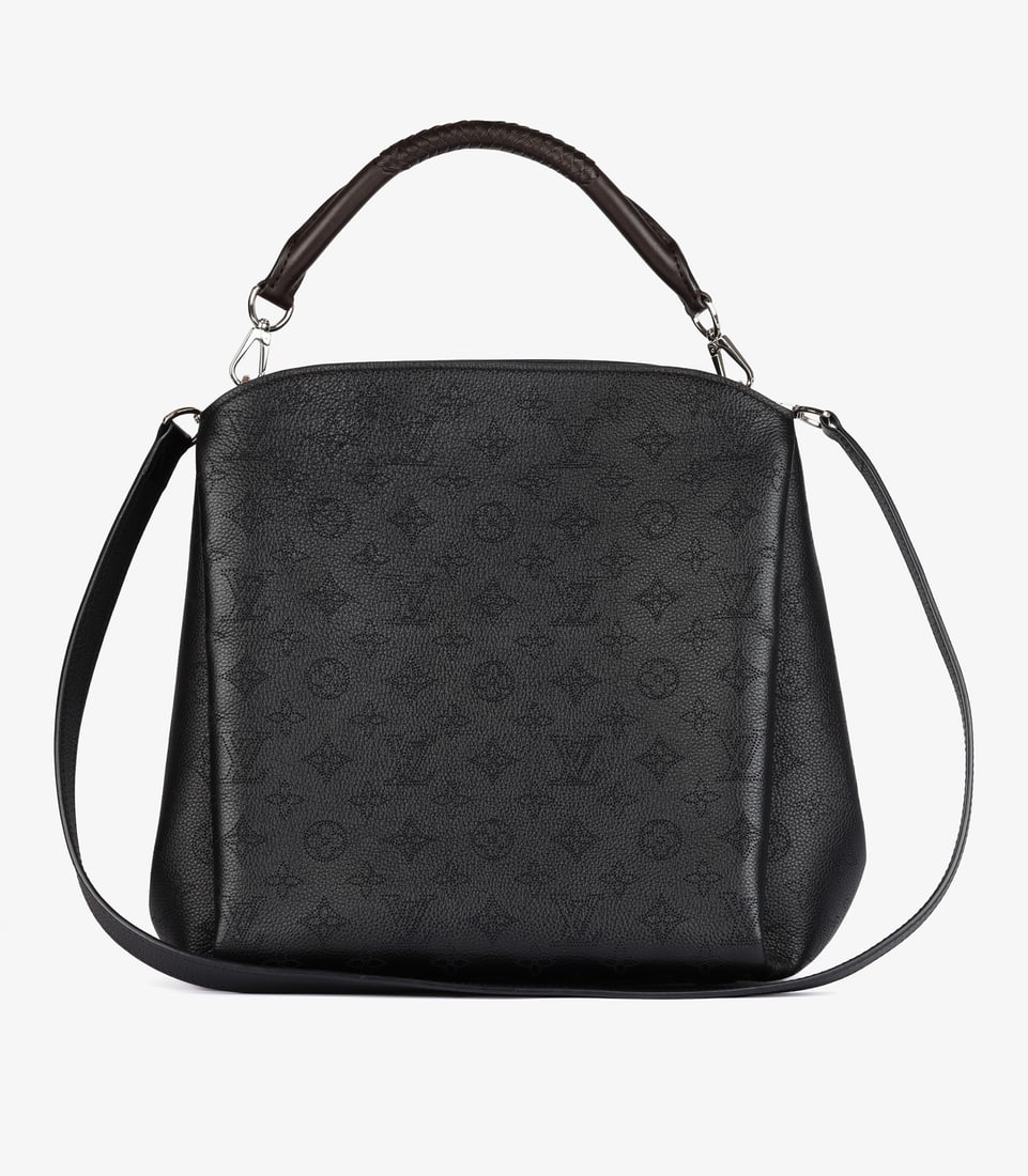 Louis Vuitton Black Monogram Perforated Mahina & Brown Calfskin Leather Babylone PM: Title: Louis Vuitton Black Monogram Perforated Mahina & Brown Calfskin Leather Babylone PM Description: Louis Vuitton Black Monogram Perforated Mahina & Brown Calfskin Leather Babylone PM