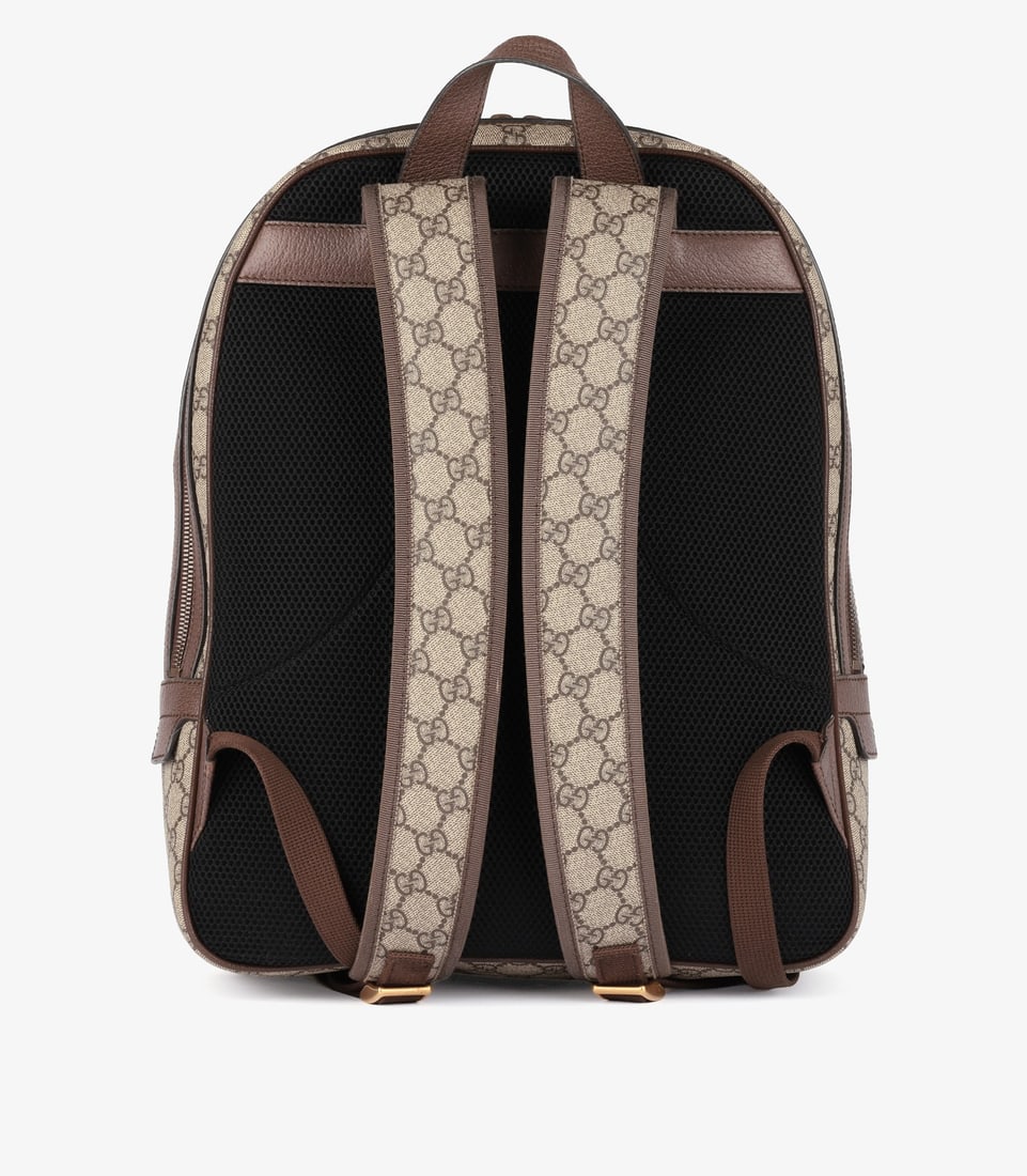 Gucci Beige GG Supreme Coated Canvas & Brown Pigskin Leather Web Ophidia Backpack - 6