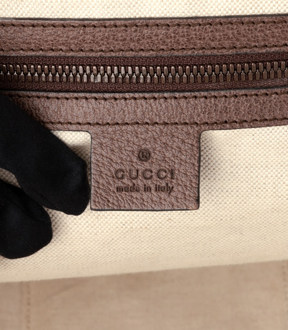 Gucci Beige GG Supreme Coated Canvas & Brown Pigskin Leather Web Ophidia Backpack - 8
