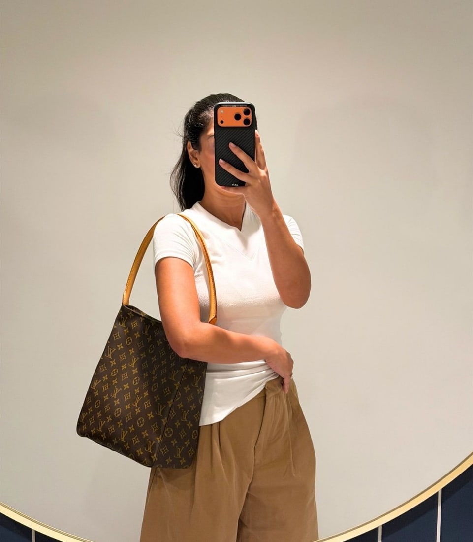 Louis Vuitton Brown Monogram Coated Canvas & Vachetta Leather Vintage Looping GM - 2