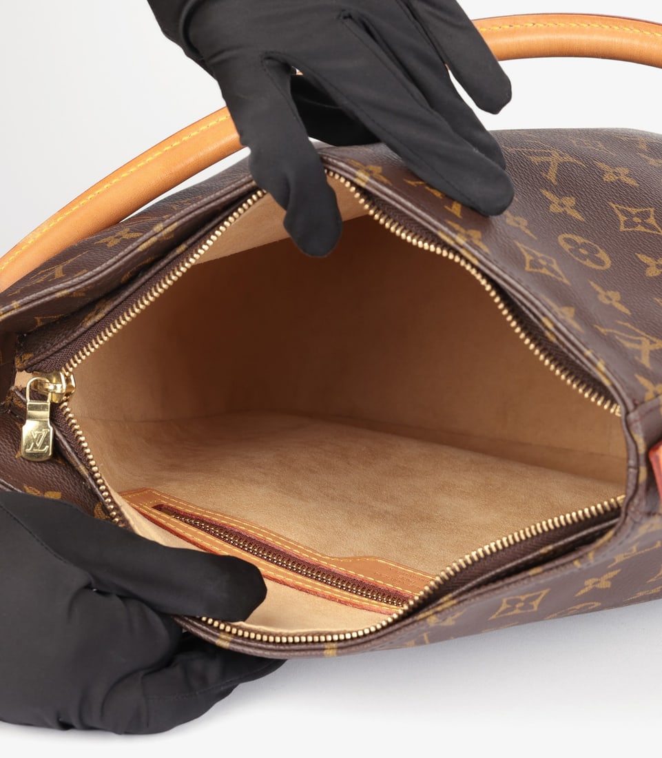 Louis Vuitton Brown Monogram Coated Canvas & Vachetta Leather Vintage Looping GM - 9