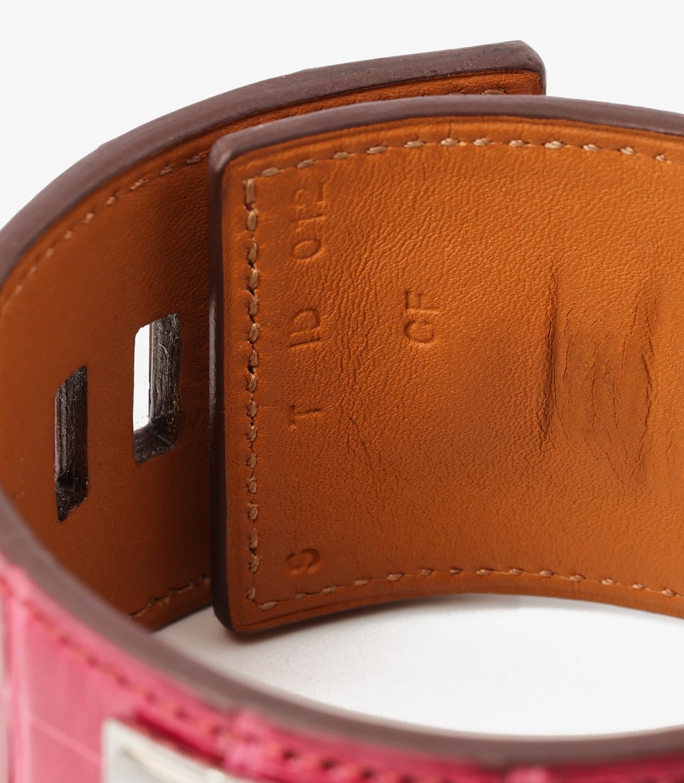 Hermès Fuchsia Shiny Mississippiensis Alligator Collier De Chien T2 - 7