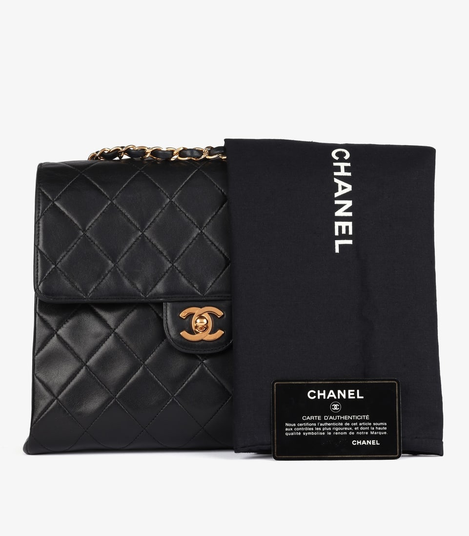 Chanel Black Quilted Lambskin Vintage Medium Tall Accordion Classic Single Flap Bag - 11