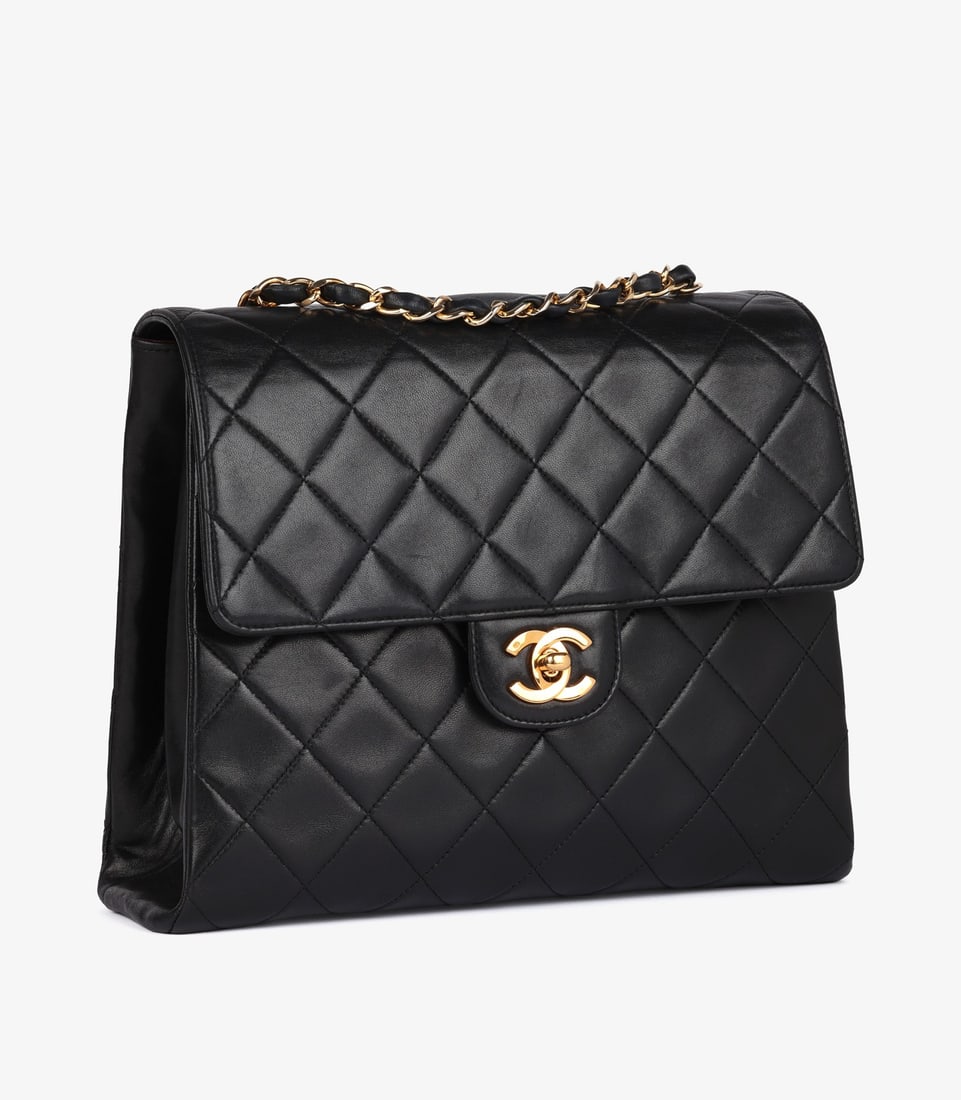 Chanel Black Quilted Lambskin Vintage Medium Tall Accordion Classic Single Flap Bag - 3