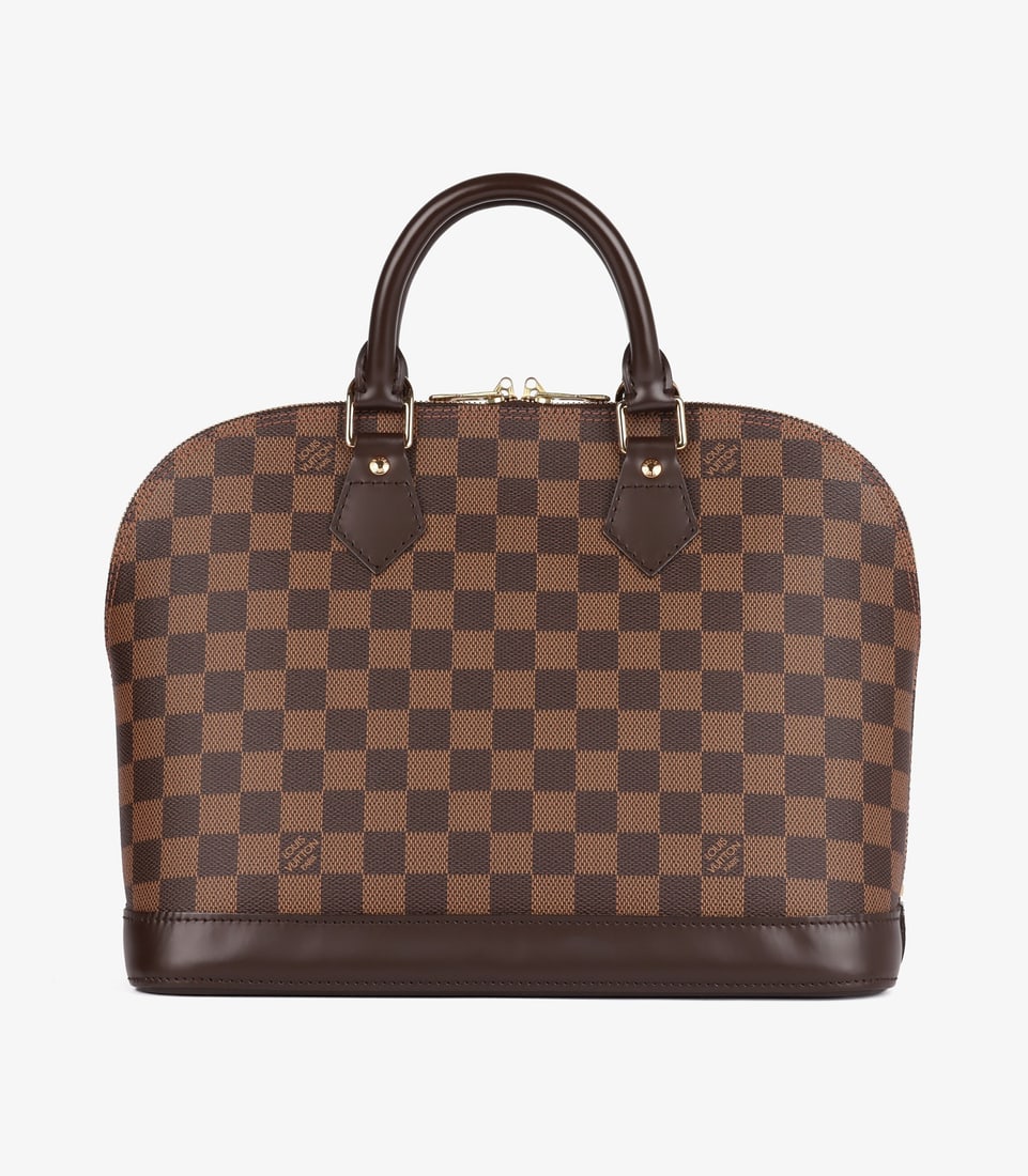 Louis Vuitton Damier Ebene Coated Canvas & Brown Calfskin Leather Vintage Alma PM: Title: Louis Vuitton Damier Ebene Coated Canvas & Brown Calfskin Leather Vintage Alma PM Description: Louis Vuitton Damier Ebene Coated Canvas & Brown Calfskin Leather Vintage Alma PM Product