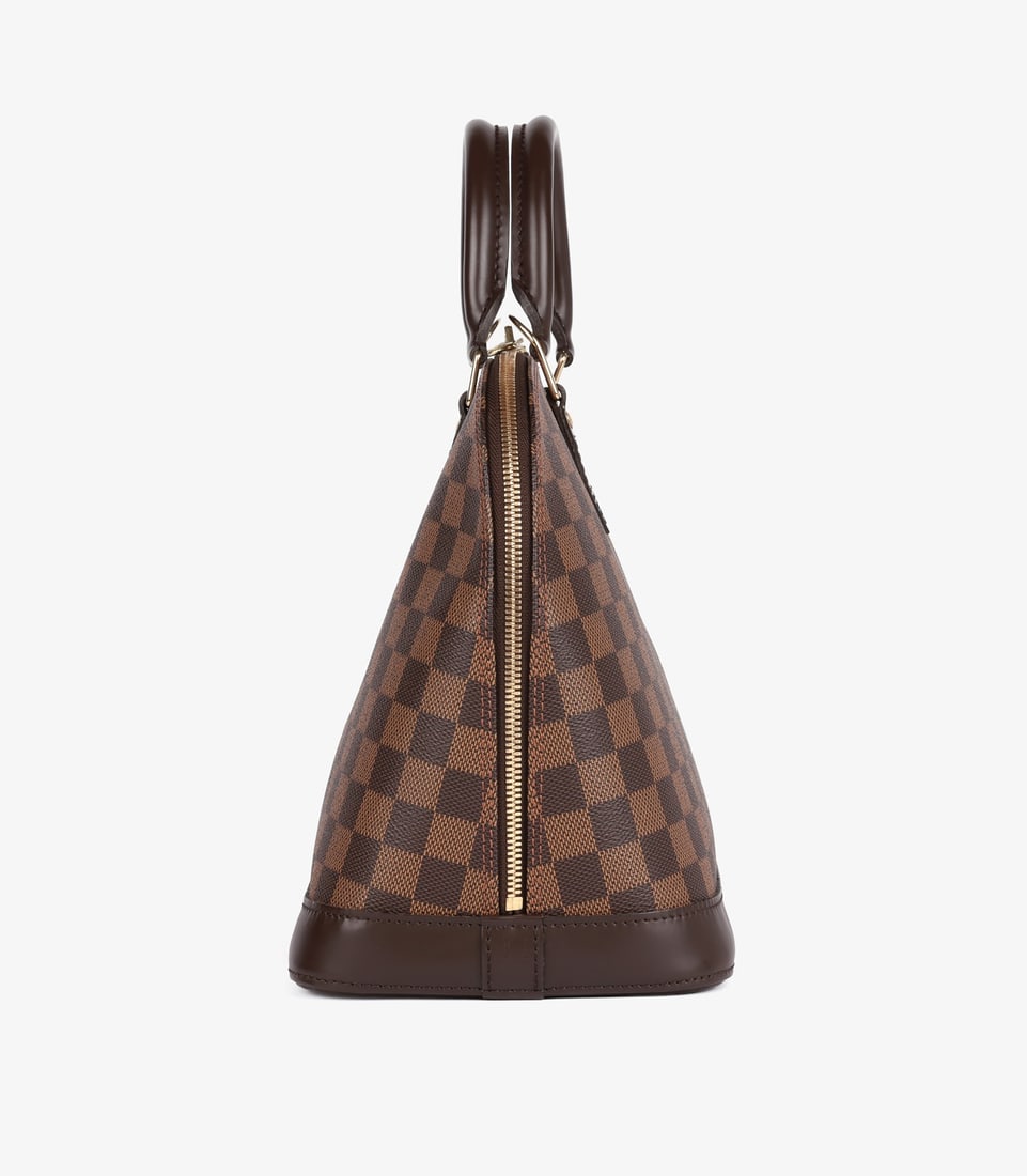 Louis Vuitton Damier Ebene Coated Canvas & Brown Calfskin Leather Vintage Alma PM - 4