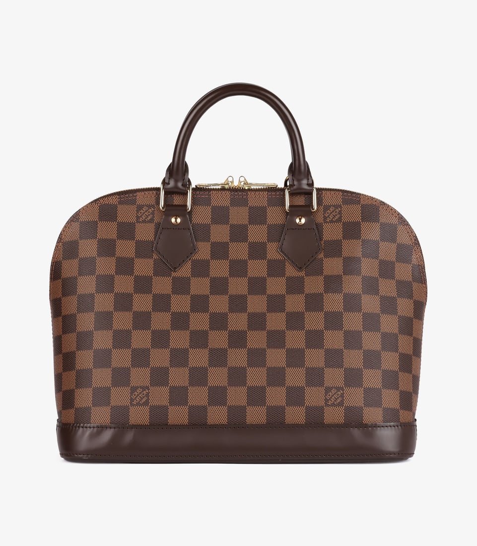Louis Vuitton Damier Ebene Coated Canvas & Brown Calfskin Leather Vintage Alma PM - 6